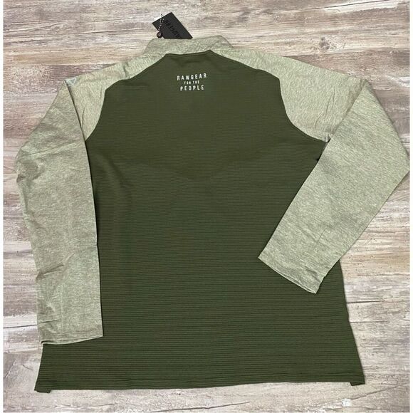 Rawgear Mens Athletic Shirt Workout Half Zip Green Sz L - Picture 2 of 3